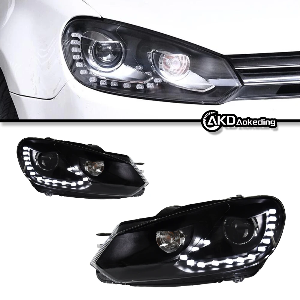 Auto Parts For VW Golf 6 Headlights 2009-2012 MK6 R20 Styling LED Daytime Lights Dual Projector Car Accesorios Modified