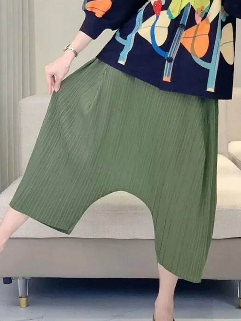 

Suspender Nniche Chic Harem Pants Women's 2025 New Casual Loose Trousers Pleated Elastic Waist Ankle-length Pants PW1W