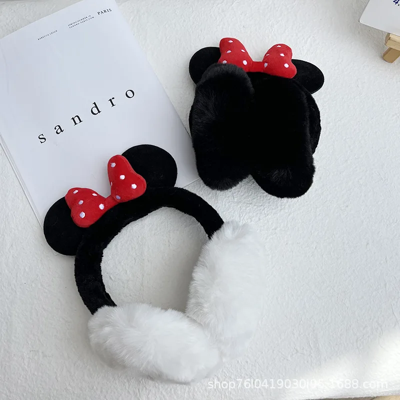 Disney Mickey Minnie Earmuffs Cartoon Winter Soft Warm Earflap Fashion Boys Girls Outdoor Cold Protection EarMuffs Ear Cover