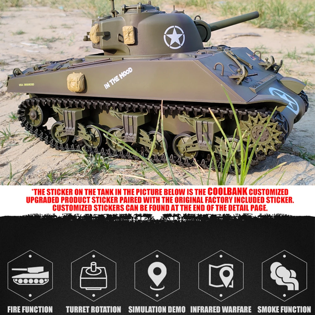 1/16 Henglong 3898 2.4g RC Symulacja w skali rzeczywistej Amerykański czołg Sherman M4a3 Terenowy Model Wojskowy Zdalnie Sterowany Zabawka dla Dorosłych