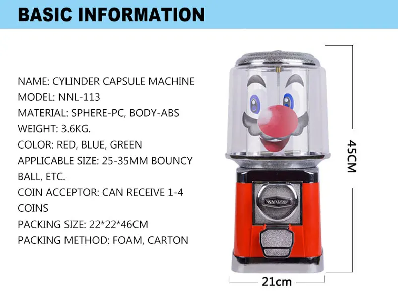 32 مللي متر آلة الحلوى بيع Gumball الأطفال كرة نطاطة آلة آلة الحلوى التجارية متجر الألعاب آلة الكبسولات