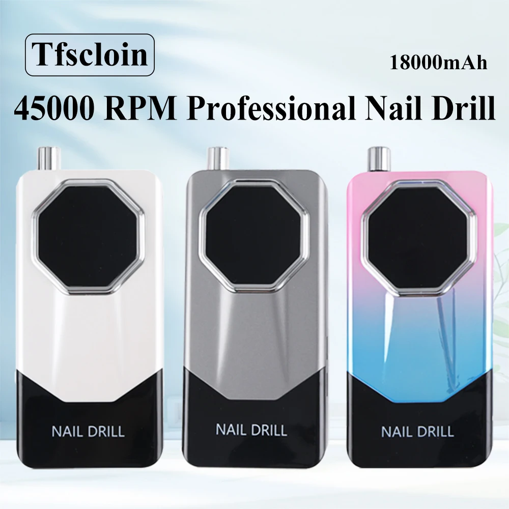 2024 New 45000RPM Portable Nail Drill Machine Rechargeable Electric Nail File With HD LCD Display Professional Nail Polisher