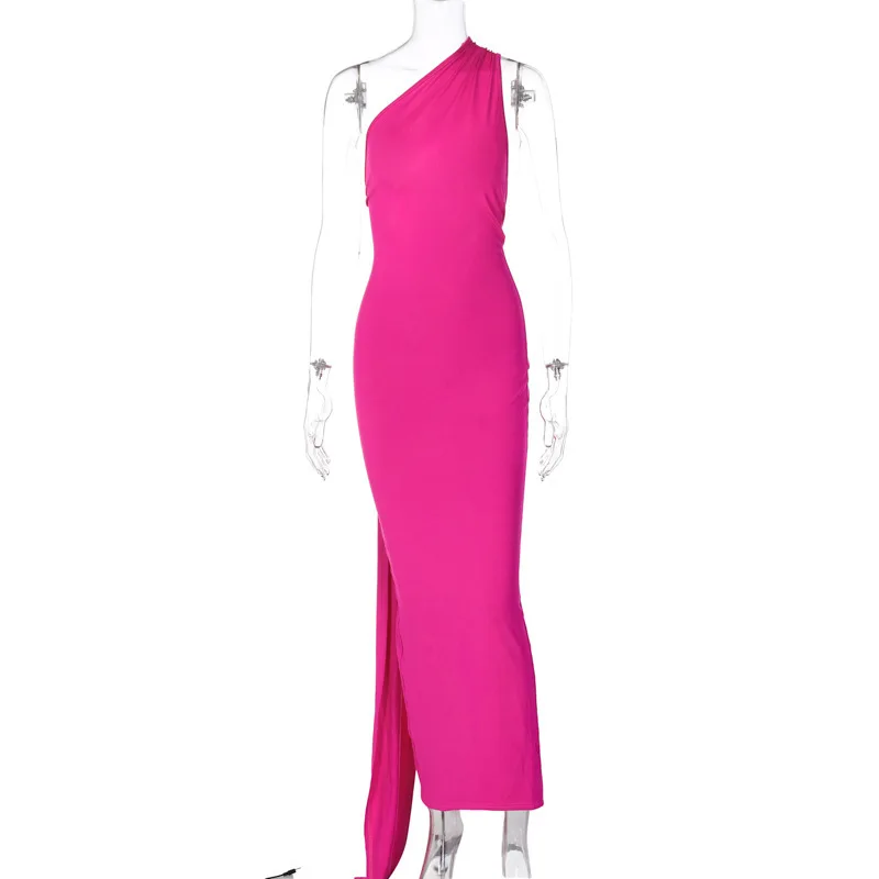 Hugcitar One Shoulder Backless Adjustable Scarf Loop Ruched Sexy Maxi Dress Women Elegant Y2K Streetwear Festival Outfit 244 Sa579bec688ca42f5bbc2ebadb0945570B