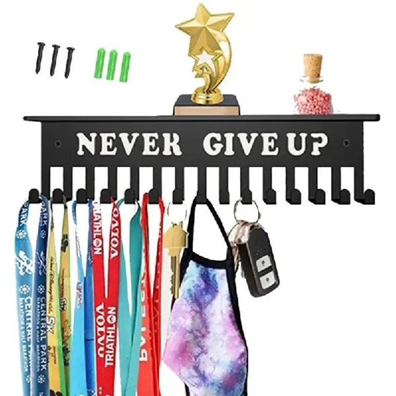 1PC Medal Hanger Display Medal Holder for Wall Home Badge Race Football Gymnastics Swimming Medalist Black 30x8cm