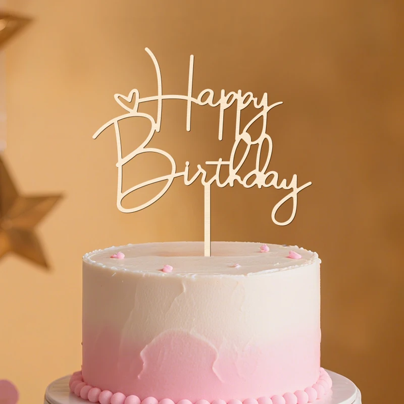 YOMDID Tortenaufsatz „Happy Birthday“, Geburtstagskuchendekoration mit Schriftzug und Herzakzenten, fröhliche Tortenaufsätze für Geburtstage – Detail 11