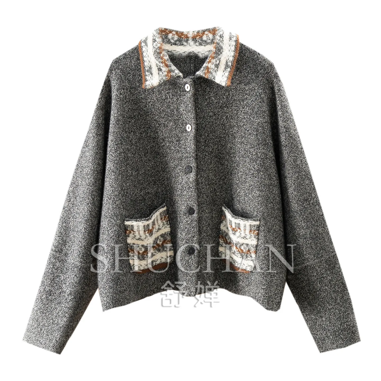Circle Fleece Sweater Heavy 100 Cashmere Flower Yarn Sweater Cardigan Women's E390 cropped cardigan