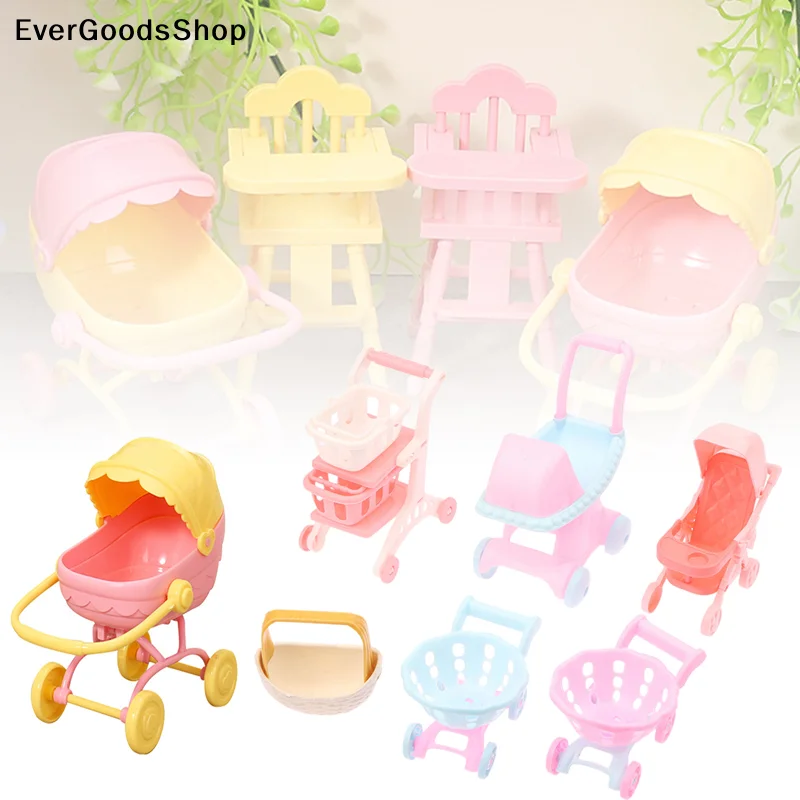 Nuevo Set de 1 Mini Cochecito de Muñecas para Bebés, Mesa de Comedor Infantil, Juguete de Casa de Muñecas, Silla de Paseo de Simulación, Juego de Roles para Niños