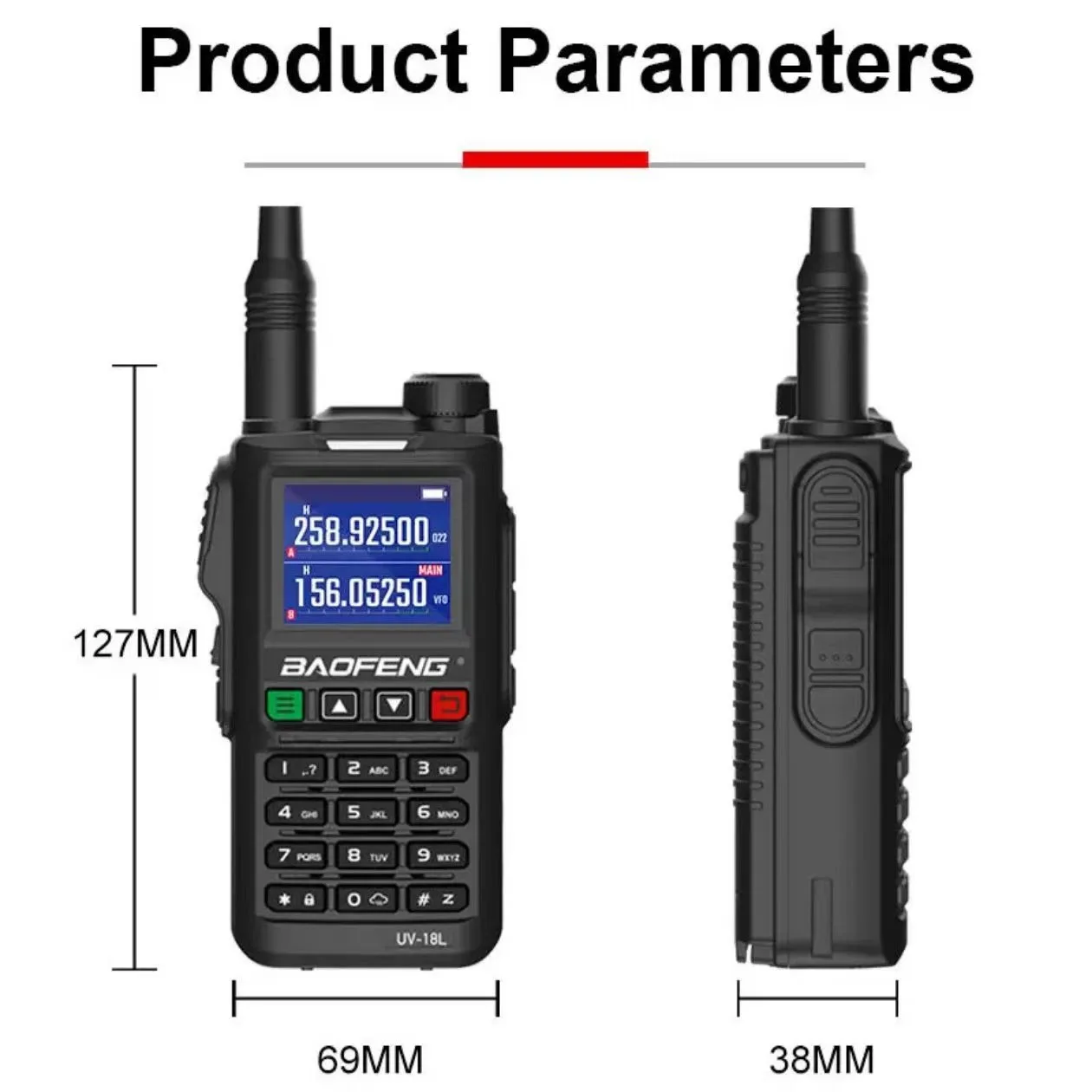 جهاز اتصال لاسلكي Baofeng UV-18 مزود بتردد بطارية عالي الطاقة وسعة كبيرة وقابل للتعديل وجولات القيادة الذاتية الخارجية