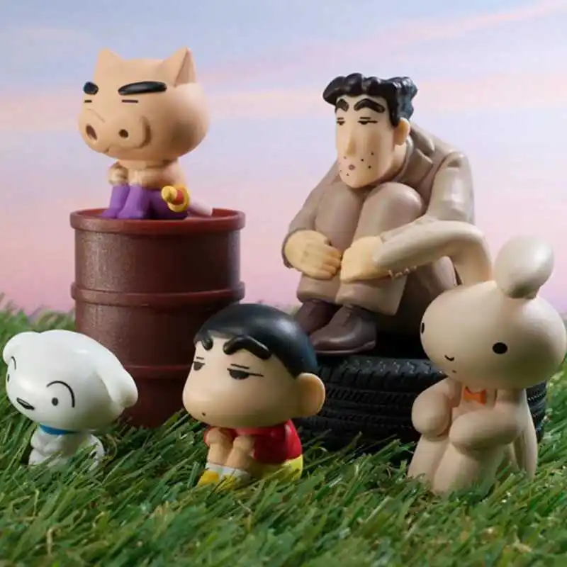 Japanese Genuine Gacha Scale Model Waiting in A Daze Crayon Shin Chan Nohara Hiroshi Tabletop Decoration Action Figure Toys