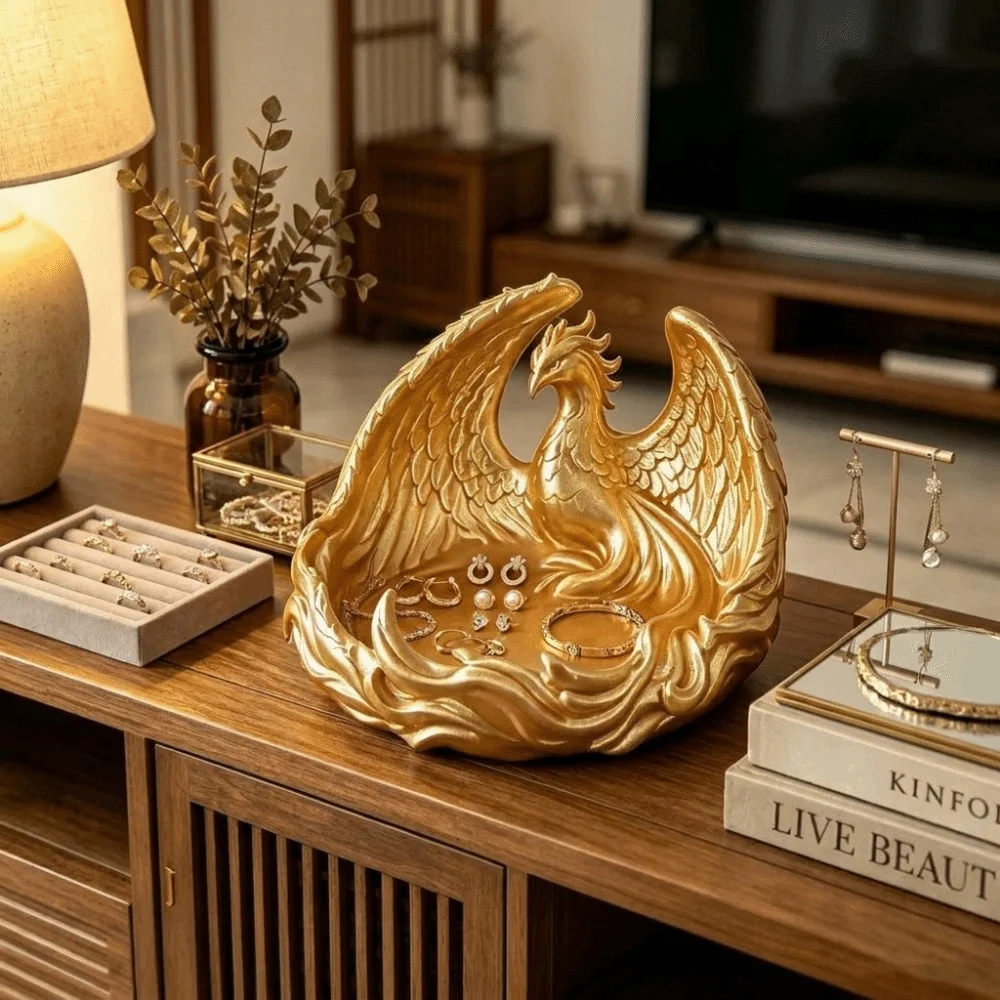 Phoenix Shape Storage Tray Multi-Color Creative Coin Holder Tray Large Size Realistic Home Decorative Ornament Desktop Organizer