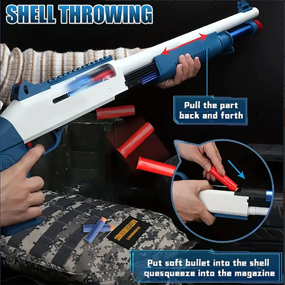 Wild Shell Ejectando Shotgun Toy Gun para adultos e crianças, Melhores armas de brinquedo para meninos, Age8 + Shoot Games, Dropship Shopify Brinquedos, Presente