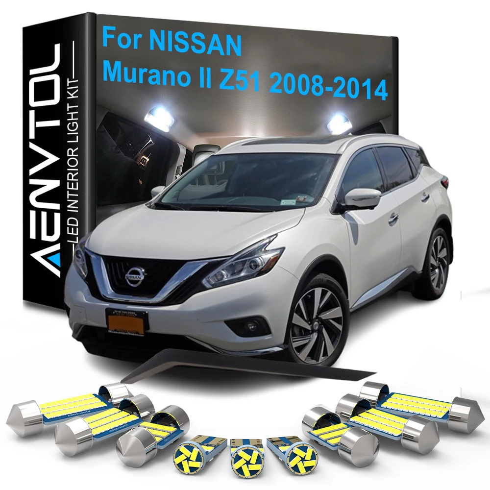 

17 шт. светодиодные внутренние фонари Canbus для Nissan Murano II Z51 2008-2014, купольное зеркало для туалетного столика, багажник, перчаточный ящик, дверной номерной знак, лампы