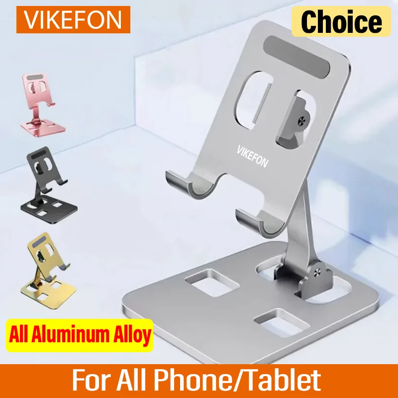 VIKEFON Universal Aluminum Alloy Foldable Desk Mobile Phone Holder Mount Stand For iPhone iPad Tablet Adjustable Lazy Bracket