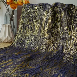 Embossed Bubble Dark Blue Yarn Dyed Jacquard Fabric Women's Spring Autumn Retro Dress Making Decoration Fabric 50cmx145cm