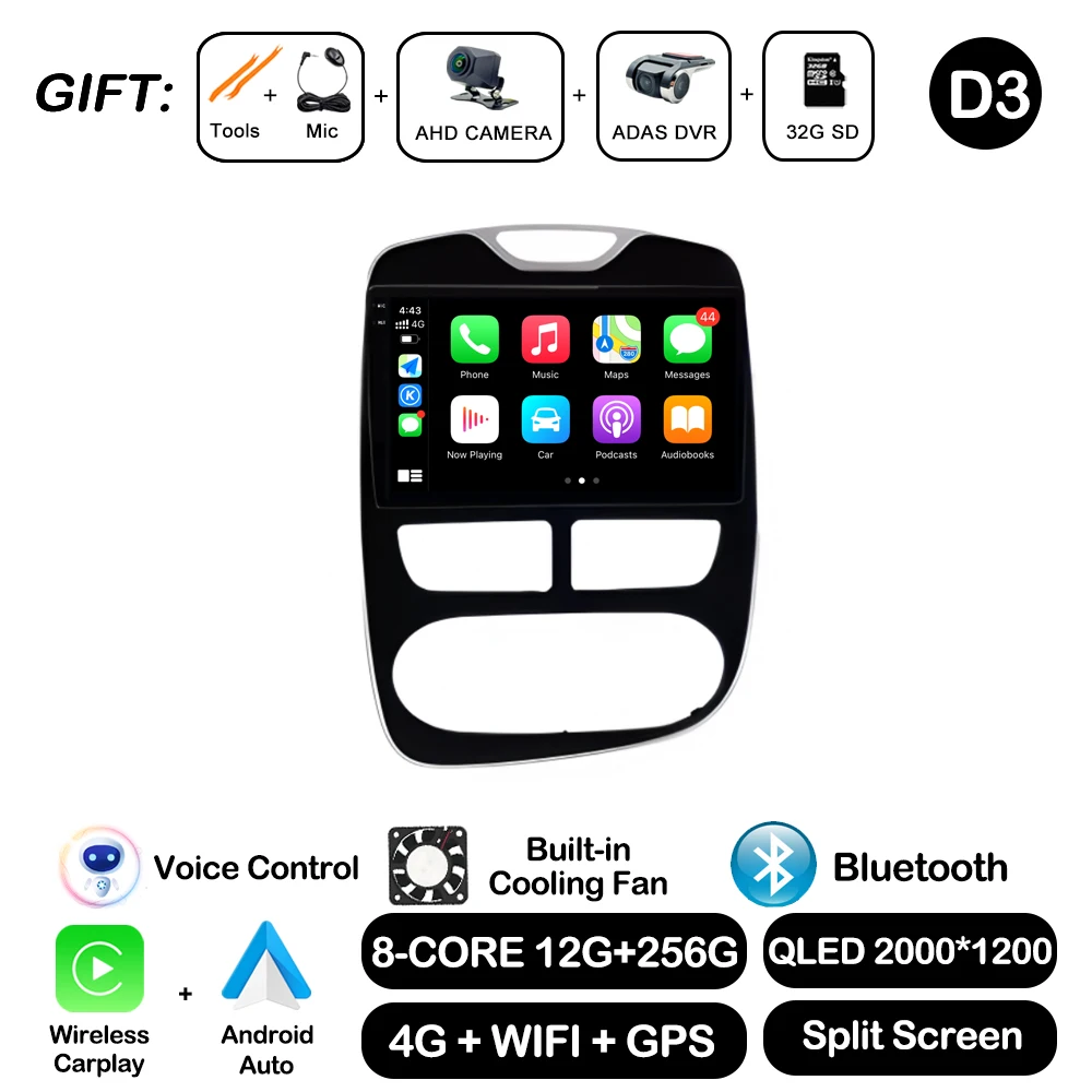 10 ''Voor Renault Clio 4 2012-2016 Carplay Autoradio Multimedia Video Player Android Auto 4G WIFI GPS navigatie DSP stereo BT