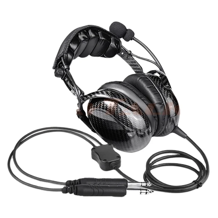 Ultra-lightweight Carbon Fiber Aviation Headset General Aircraft PNR Headset with GA Dual Plug