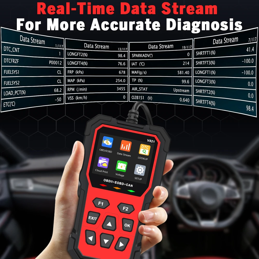 2024 Newest OBD2 Car Diagnostic Scanner Tool Live Data Code Reader Clear Engine Fault Code Professional Mode 8 6 ELM327