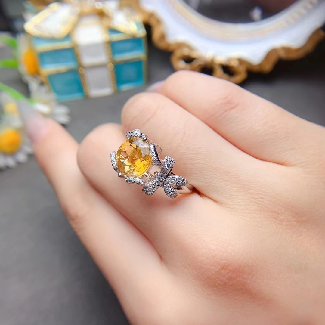 

Brilliant Natural Citrine Ring for Party 4ct 10mm VVS Grade Citrine 925 Silver Citrine Jewelry Birthday Gift for Woman