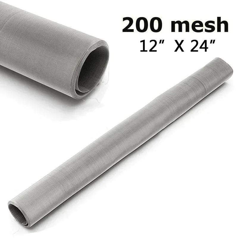 

oil water Metal dry Ice 304 Stainless Steel 0.08mm Woven Wire Screen Silver Fine Pollen 12x24" 200 Mesh 30cmx60cm
