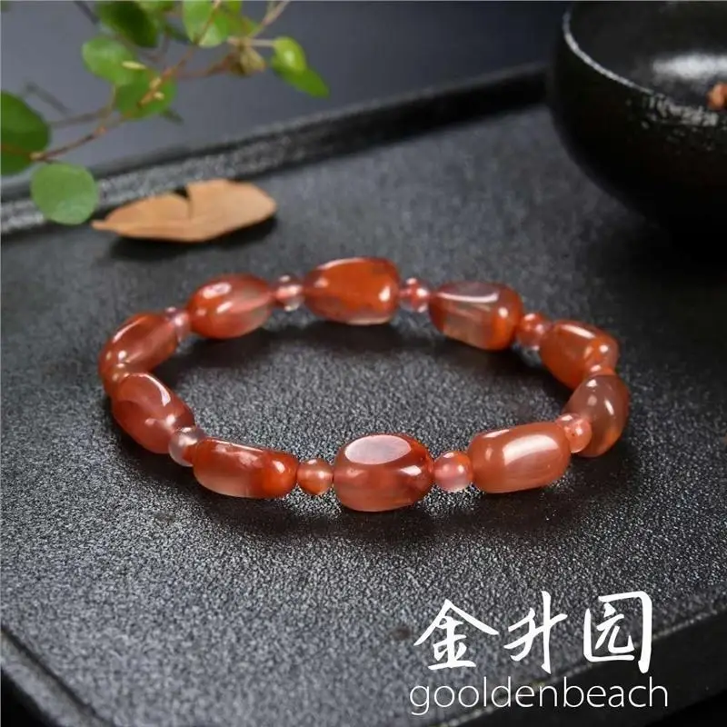 Natural Traveling Stone Irregular Ice Floating South Red Bracelet Yunnan Baoshan Liangshan Sichuan Material Bracelet Wholesale