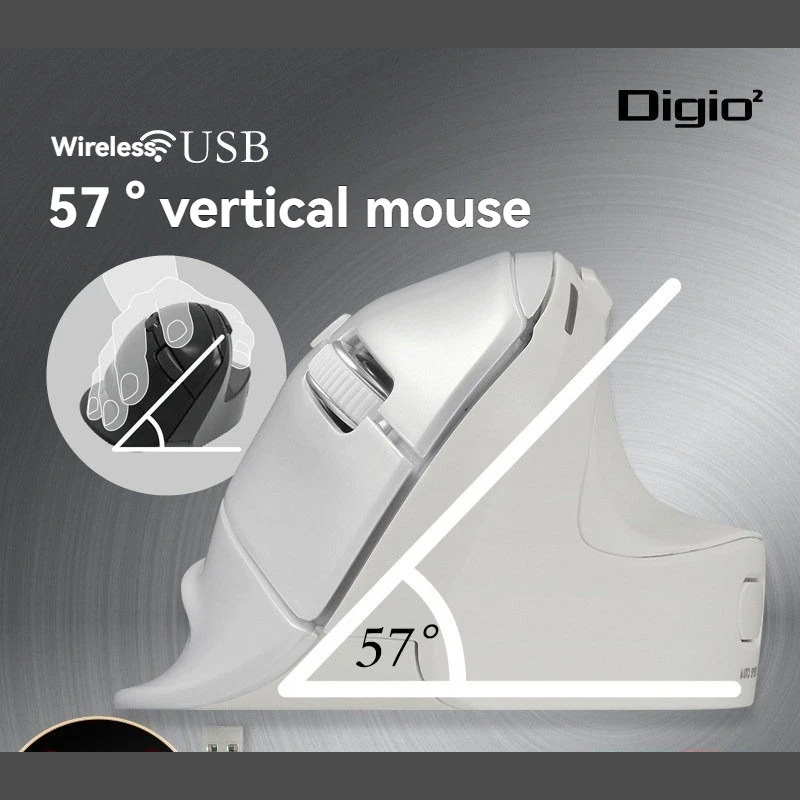 

Digio2 Wireless Vertical Mouse Biomimetic Ergonomics USB Customization Office Gaming Mouse Long Battery Life Accessories DIY