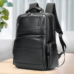 WESTAL Business Leather Backpack Advanced Sense Multi-Pocket Large Capacity Travel Backpack 17 Inch Computer Backpack