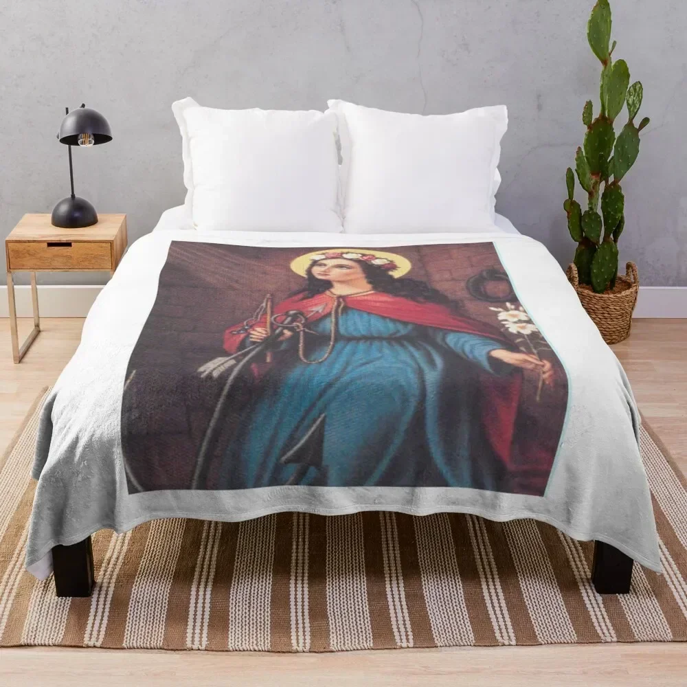 

Saint Philomena Throw Blanket Cozy Light Blanket for Travel Camping Picnic