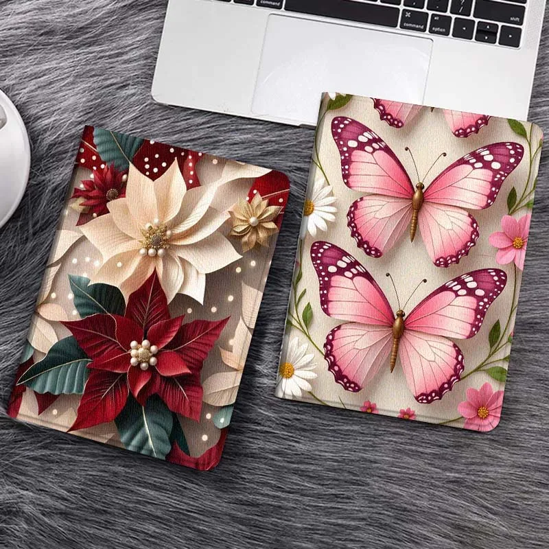

Christmas Poinsettia Flower Pattern Tablet Case For Samsung Galaxy Tab S7 S8 S9 S10 FE Lite Gift