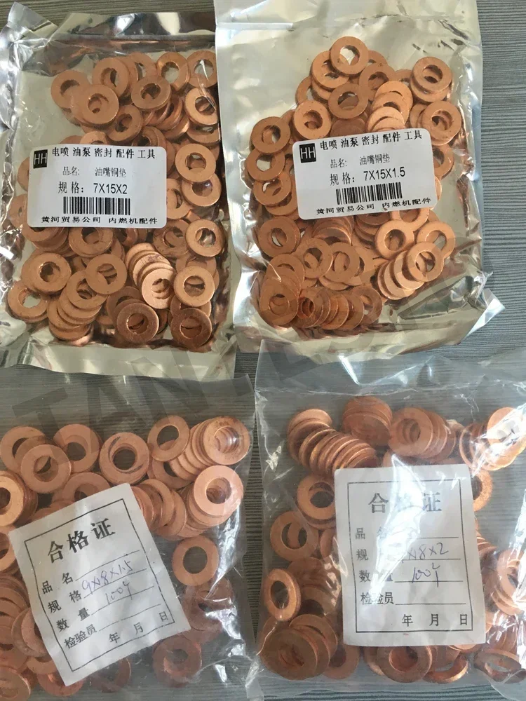 100 قطعة حاقن كرين الأنابيب النفط العودة النحاس غسالة جوانات أداة إصلاح أطقم 7X15/9X18 ل دينسو بوش القط الكمون سيمنز