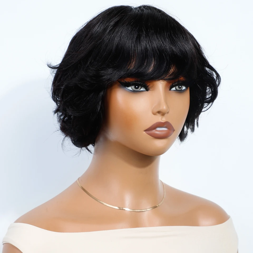 Lekker Short Pixie Cut Wavy Bob Lace Closure 100% Human Hair  display picture 1