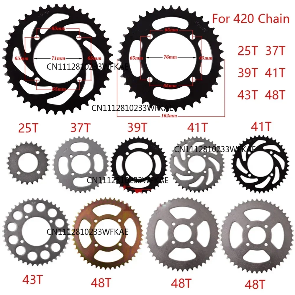 420 Chains 25T/37T/39T/41T/43T/48T Rear Sprocket Cog for Dirt Pit Bike 125/140/150/160cc CRF70 90 110 TTR100 KLX65