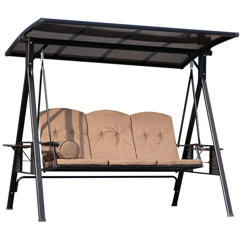 

Outdoor open-air balcony three-person swing chair courtyard