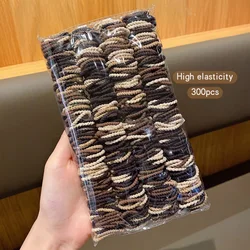 300 coffee colored rubber bands, Korean version, elastic and durable headband suitable for daily use as a hair accessory