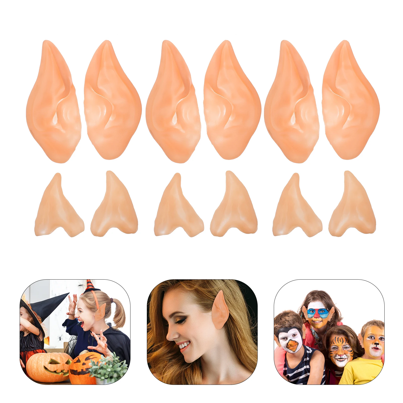 อุปกรณ์ประกอบฉากหูเอลฟ์ อุปกรณ์เสริมหูปลอม อุปกรณ์ตกแต่งฮาโลวีน คอสเพลย์ นางฟ้าพิกซี่ เครื่องแต่งกายเทียม