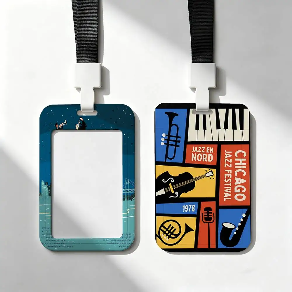Jazz Music Festival Swiss Card Holder Neck Strap Pendant Door Badge Holder Lanyards Keychain Work Credential Case Gift