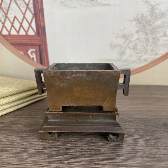 

Boutique bronze ware Zhen kurama trough furnace with bottom incense burner home study living room furnishings