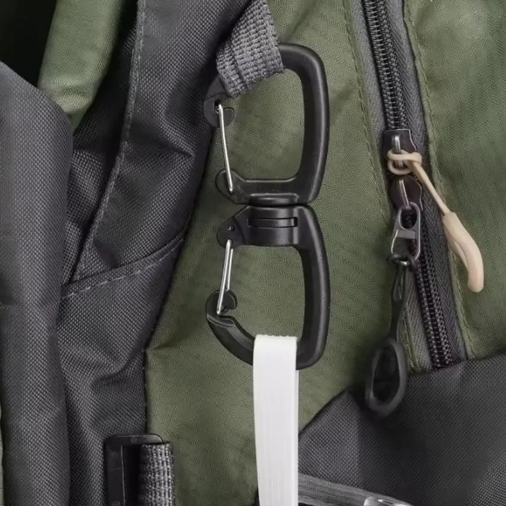 5pcs New with 360 Degree Swivels Backpacks Carabiner Black POM Portable S Chain Hook Camping Double Hook