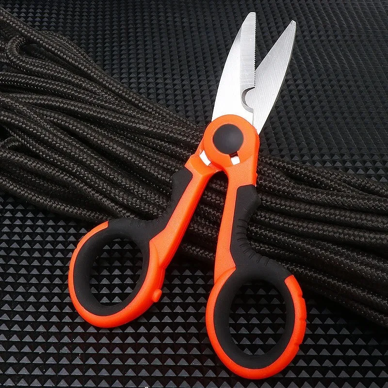 

Fishing Scissors Stainless Steel Precision Fishing Line Cutter Non-slip Handle Protective Sleeve Woven Fishing Line Scissors