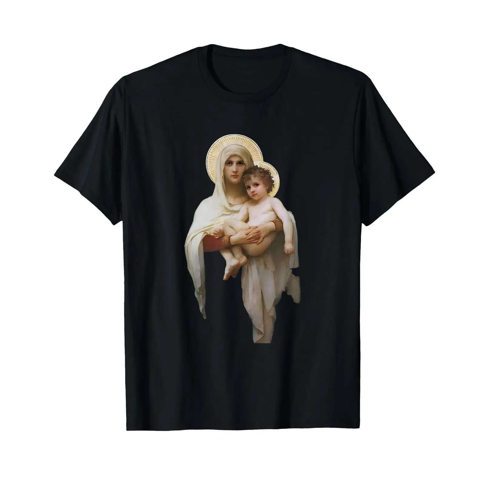 The Madonna of Roses William Adolphe Bouguereau Date T Shirt vintage Washed Slightly Comfortable Versatile Soft Unisex fashion