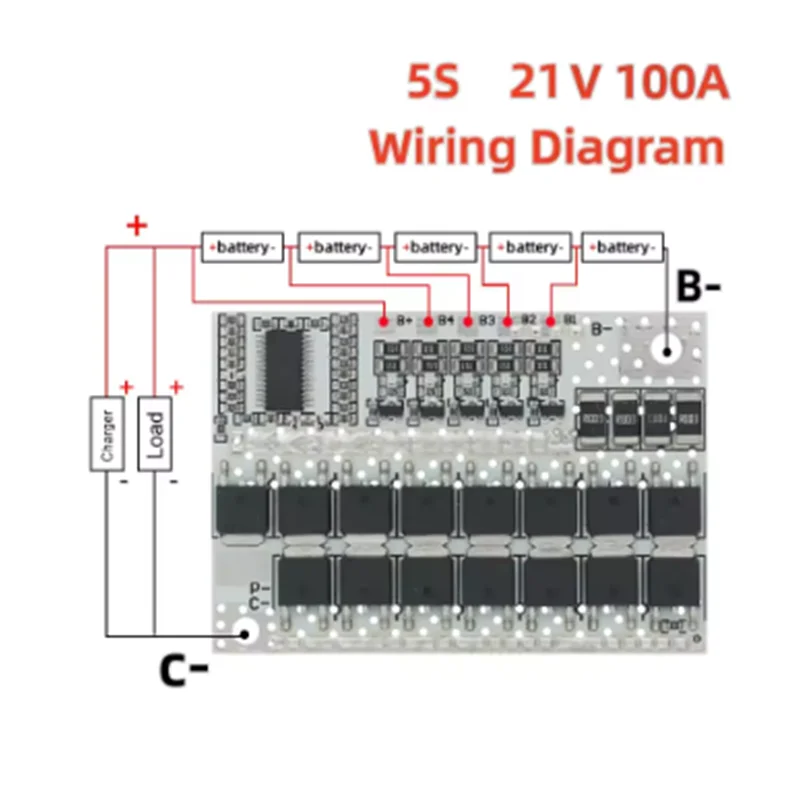 5S 4S 3S BMS 100A 21V 18V 16.8V 12V 18650 ليثيوم أيون LMO الثلاثي بطارية ليثيوم حماية لوحة دوائر كهربائية شحن التوازن