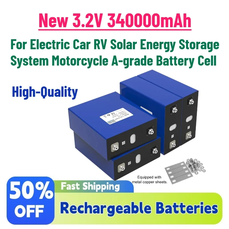 New 3.2V 340000mAh LiFePO4 Rechargeable Battery For Electric Car RV Solar Energy Storage System Motorcycle A-grade Battery Cell