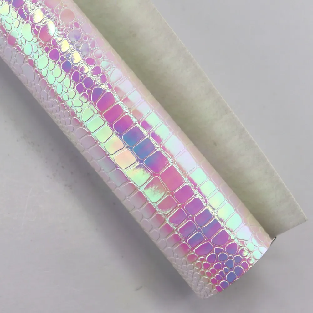 30x134cm Roll Iridescent Crocodile Snake Skin Textured Faux Synthetic Leather Fabric DIY Earrings Supplies Craft  BH083