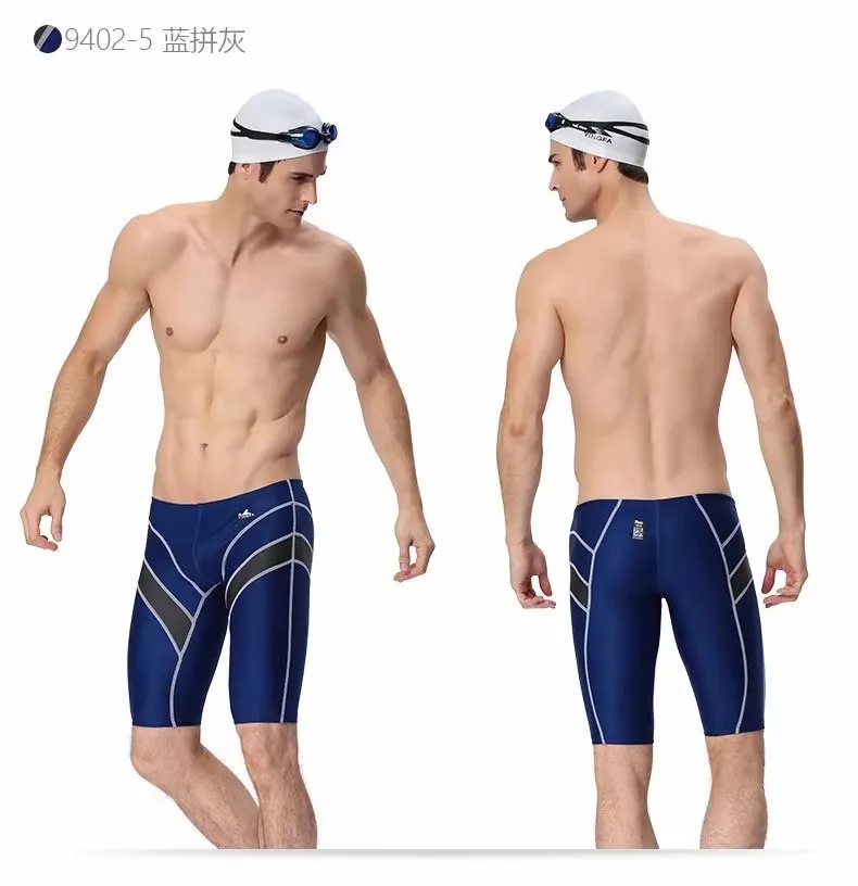 Yingfa FINA Men\'s Professional Racing Swimming Trunks Chlorine Resistant Fabric High Elasticity Knee Length Swimming Jammer