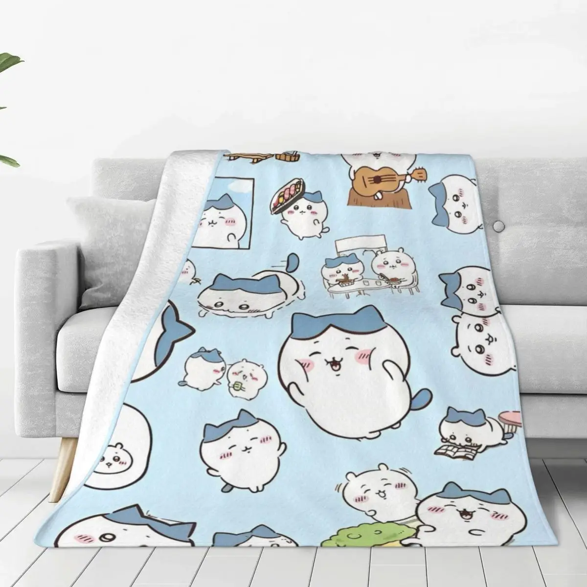 Cute Chiikawa Blanket Quality Warm Soft Throw Blanket Winter Travel Living Room Novelty Bedspread