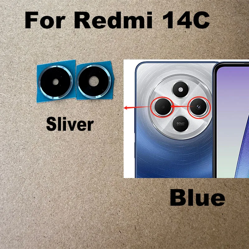 For Xiaomi Redmi 14C Back Camera Lens Rear Glass With Glue Sticker Adhesive Replacment