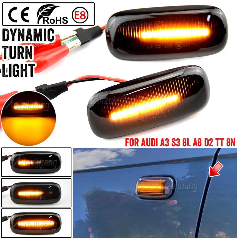 

LED Side Wing Marker Dynamic Turn Signal Blinker Startup Breath Light For Audi A2 A3 8L A4 B5 A6 4B C5 A8 4D TT 8N Fast Delivery