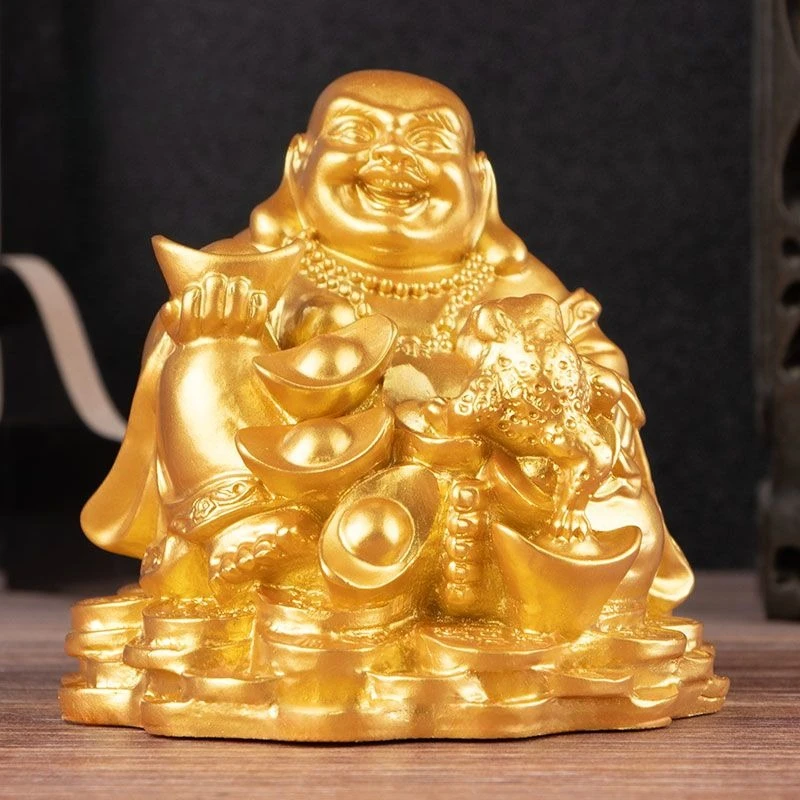 Feng Shui Resin Fortune Large-Bellied Maitreya Buddha Figurine Home Living Decoration