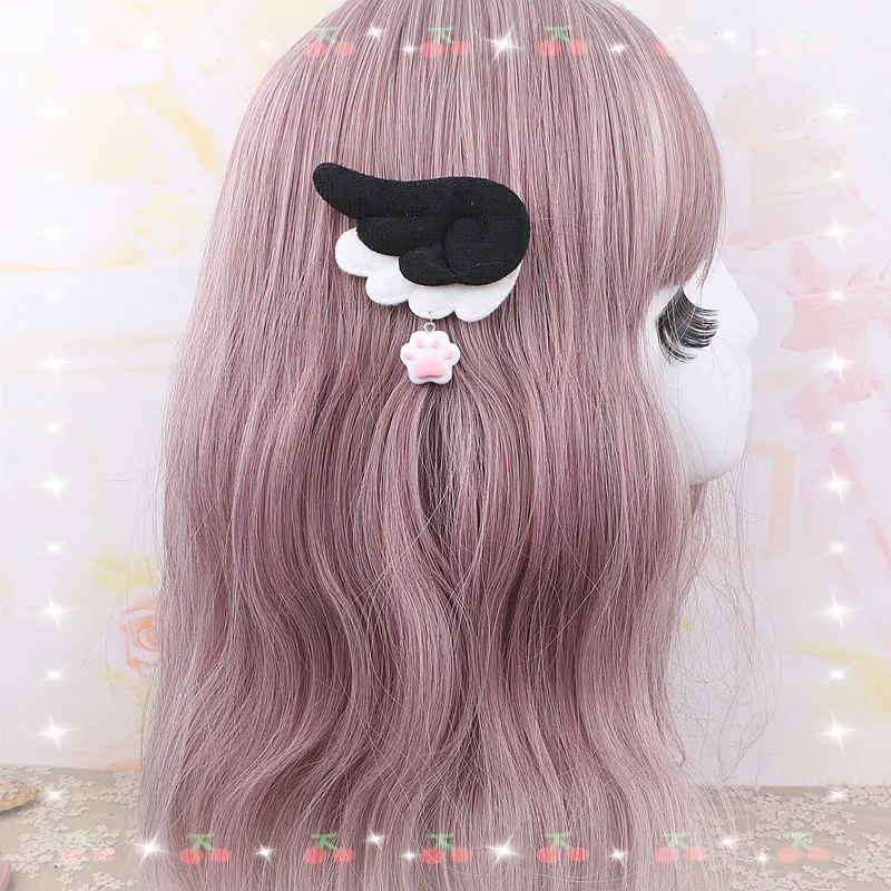 Cool Cute Girl's Hair Decor Hairpin Original Furry Double-layer Wings Cat's Claw Pendant  Y2K Accessories Hair Clip 1 Pair