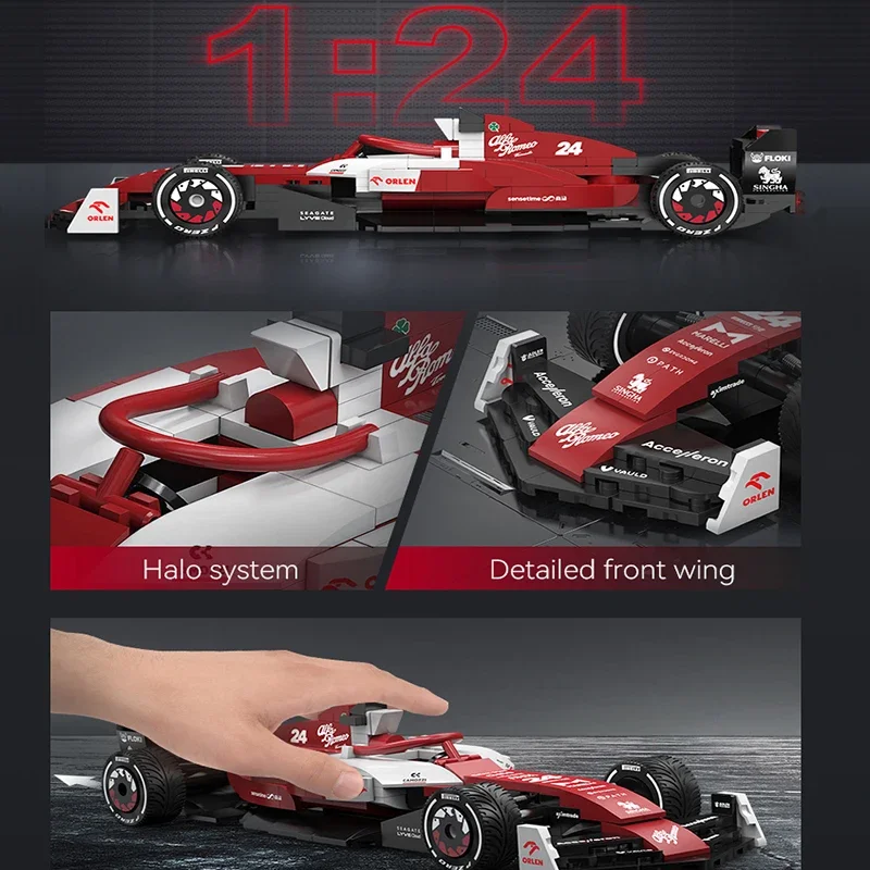 1:24 Alfa Romeo Formula-1 Racing Car F1 Racing Car C42 Sports Car Model Building Blocks City Racing Car Bricks Toys Kid Gift