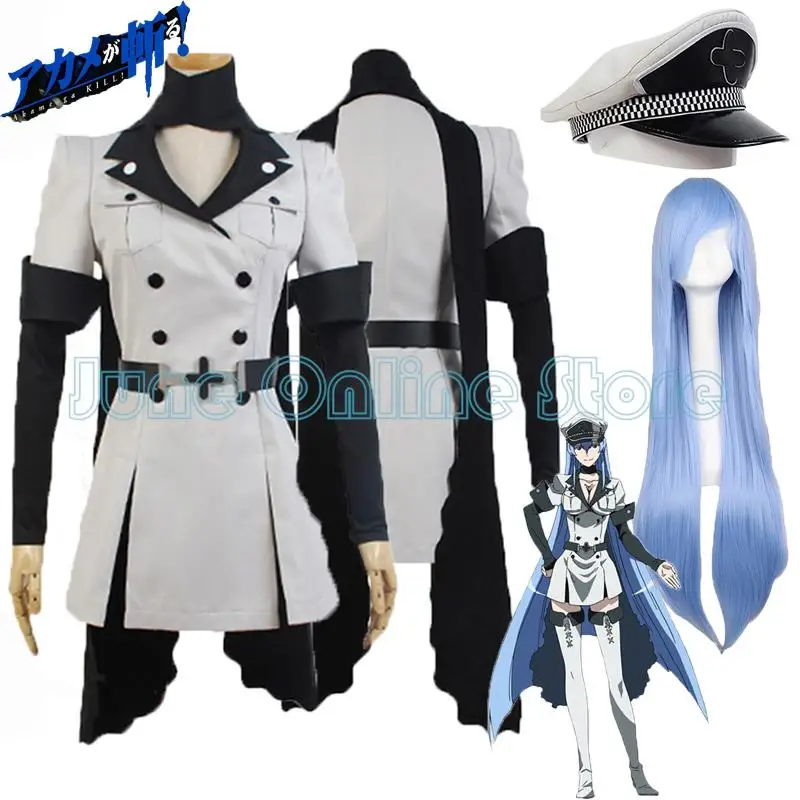 

Esdese Esdeath Cosplay Anime Akame Ga KILL Esdeath Esdese Cosplay Costume Dress Uniform Wig Disfraz Halloween Costumes Women Men